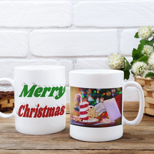 Fototypografi för god jul och grönt kaffemugg (Skapare uppladdad)