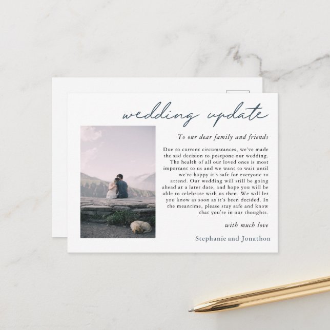 Fotouppdatering av modernt skript för uppskjutning meddelande vykort (Fram/Back In Situ)