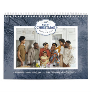 Fotoutgiftstext för julfamiljen Photo Blue Grått Kalender