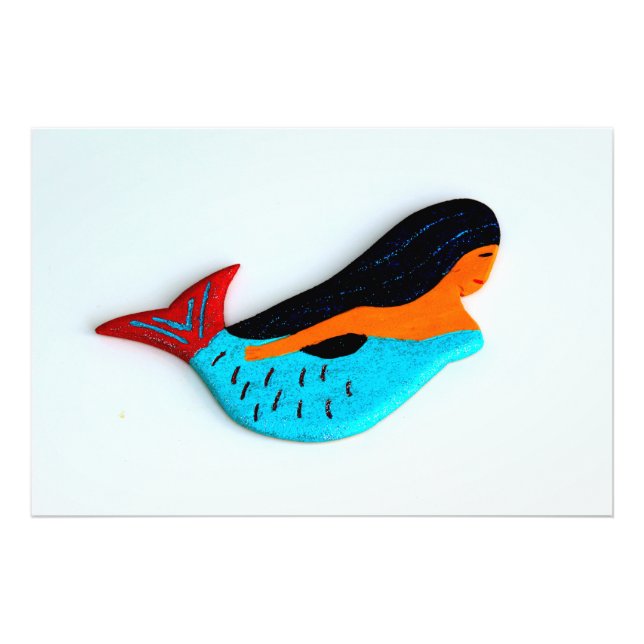 fotoutskrift av blå sjöjungfru fototryck (Framsidan)