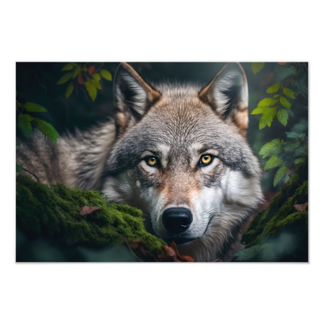 Fotoutskrift av gulstolpe-Varg Fototryck (Framsidan)
