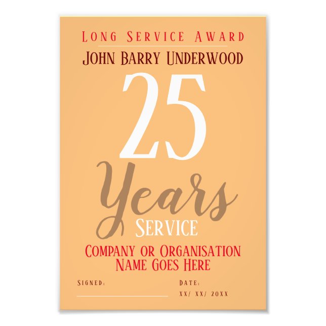 Fotoutskrift för långtidstilldelningscertifikat fototryck (Framsidan)