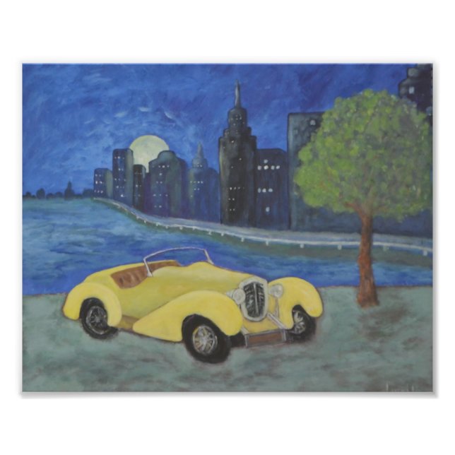 Fotoutskrift för målning av bil i stad fototryck (Framsidan)