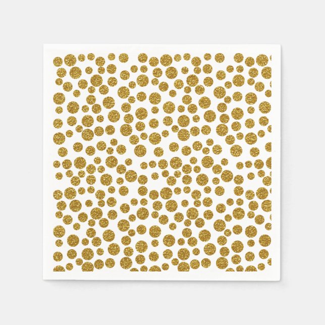 Fotoutskrift för Trendig Chic Guld Polka dots Glit Pappersservett (Framsidan)