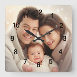 Fotoväggen i favoritfamiljen fyrkantig klocka
