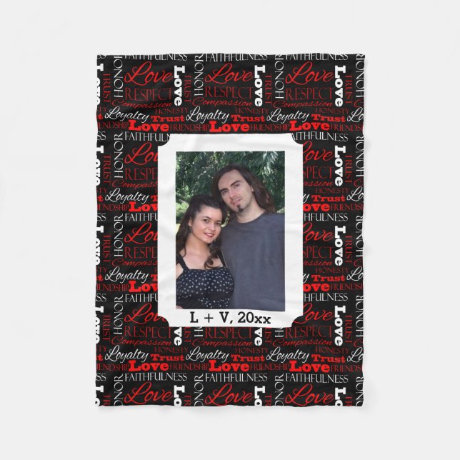 Fotovalentin personlig för Collage för ord för dag Fleecefilt (Framsidan)