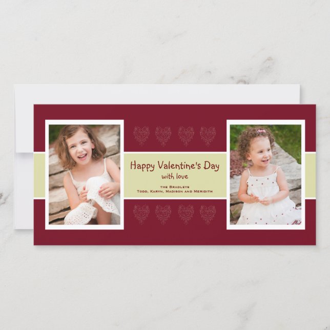 Fotovalentinkort för röda hörn julkort (Framsida)