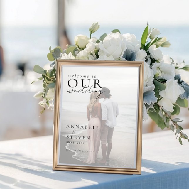 FOTOVÄLKOMMEN TILL VÅR BRÖLLOP POSTER (Photo WELCOME TO OUR WEDDING Poster with your Photo, Names & Date.)