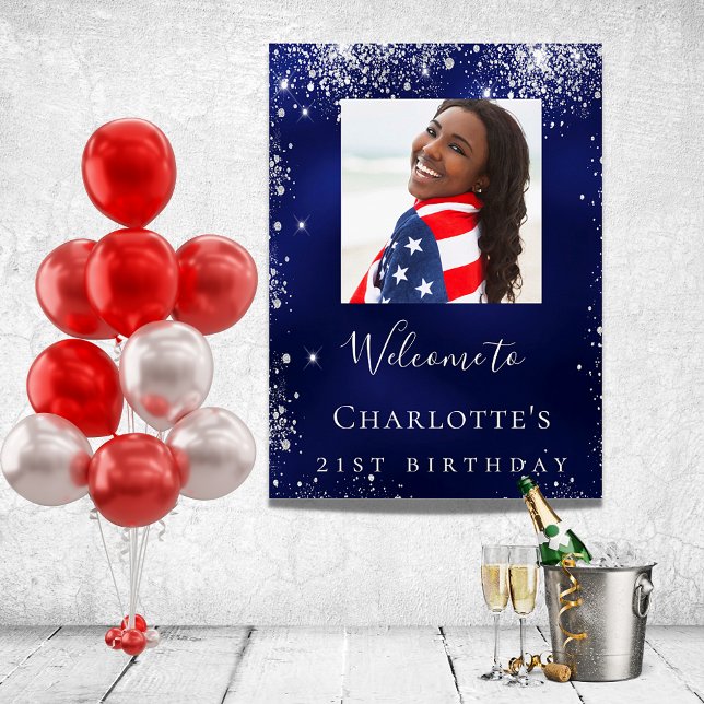 Fotovälkomstfotograf för daggflotta silver glitter poster (Skapare uppladdad)