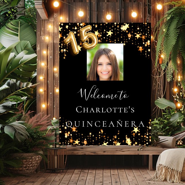 Fotovälkomstfotografering av Quinceanera Black gul Poster (Skapare uppladdad)