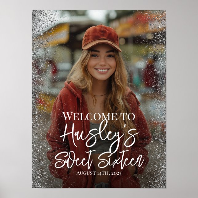 Fotovälkomsttecken för Sweet sixteen party Poster (Framsidan)