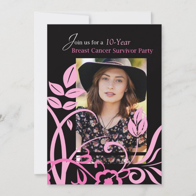 Fotovänligt 10 års inbjudan till Breast Cance (Framsida)