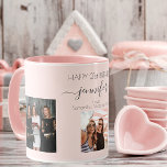 Fotovänner från anpassningsbarna  rosa chic mugg<br><div class="desc">En gåva från vänner för en kvinnas 21:a födelsedag, som firar hennes liv med tre av dina foton av henne, hennes vänner, familj, intresse eller husdjur. Anpassa och lägg till namn, 21 år och namn. Svart färgad brev. En giftig, feminin rosa, ro guld färgadens bakgrund. Hennes namn är skrivet med...</div>