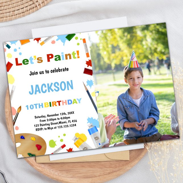 Fotovit adress för  färginbjudningar inbjudningar (Photo White Dress For Mess Paint Invitations)