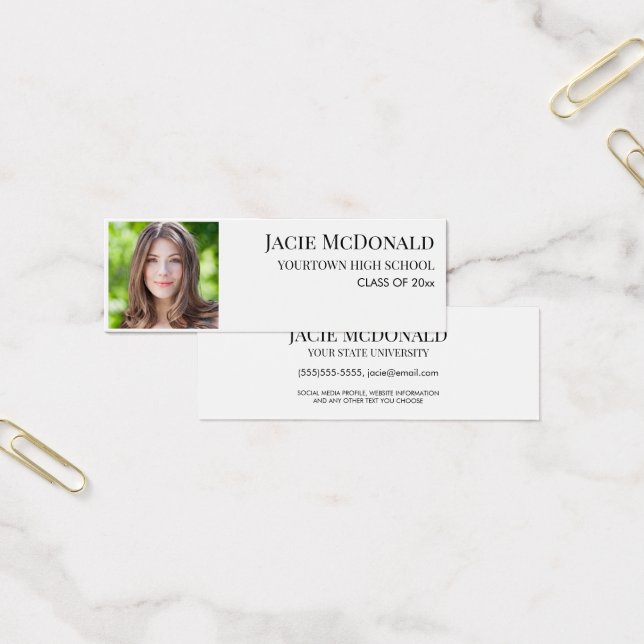 Fotovit för infogningsprofil för modern Studenten Litet Visitkort (Kontor)