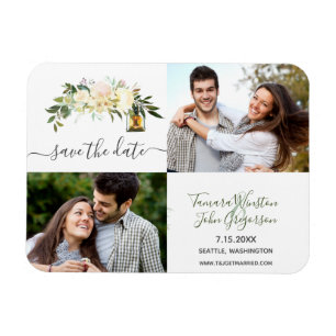 Fotovita peonies Rustic Lanternes sparar datumet Magnet