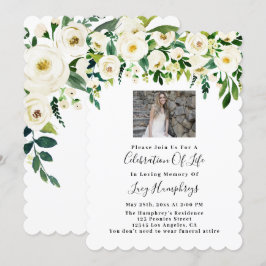 Fotovita vattenfärgsblommor Firande i Life Inbjudningar