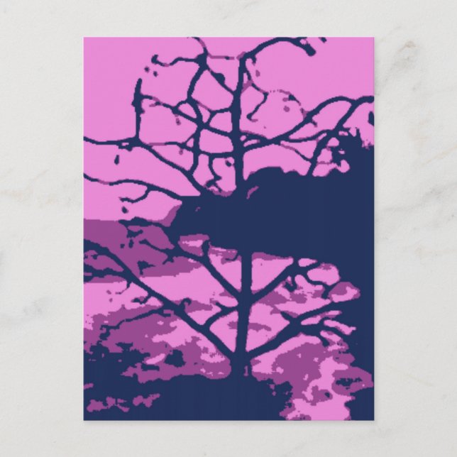 Fotovy för lila Hawaii-stranden Träd Vykort (Framsida)