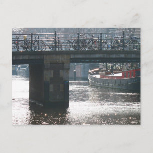 Fotovykort för Amsterdams cykelbrygga - kanal Vykort