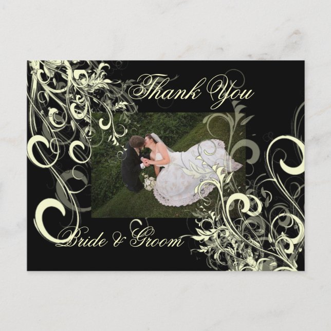 Fotovykort för bröllop Tack, Vykort (Framsida)