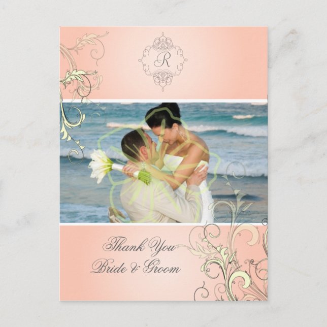 Fotovykort för bröllop Tack, Vykort (Framsida)