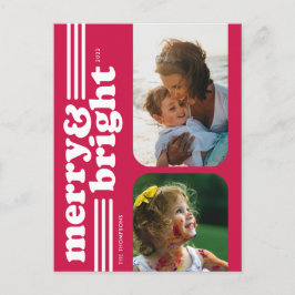 Fotovykort för merry & Bright Retro-Magenta Helg Vykort