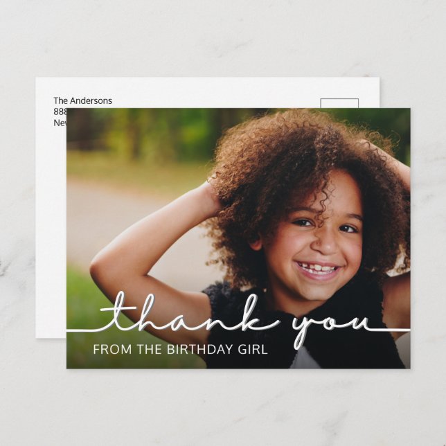 Fotovykort för modern Tack i skript Vykort (Fram/baksida)