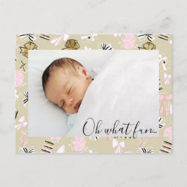 Fotovykort för rosa och Guld Julklapp Helg Vykort