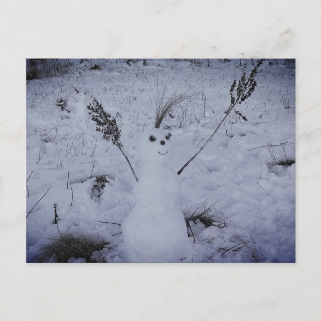 Fotovykort för snögubbe i Lycklig Ansikte Vykort (Framsida)