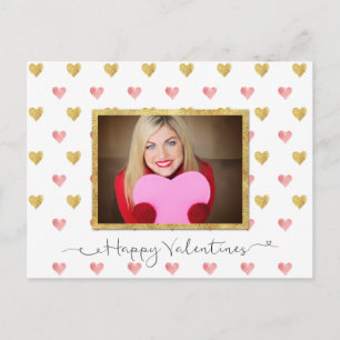 Fotovykort för Valentines day Glitter Heart-skript Helg Vykort