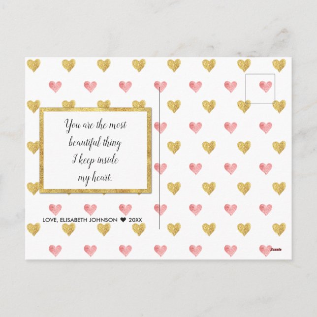 Fotovykort för Valentines day Heart-skript Helg Vykort (Baksida)