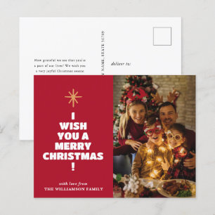 Fotovykort i Modern Red God jul Family Helg Vykort