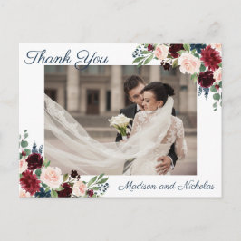 Fotovykort med Tack med marsala flottans blomning Vykort