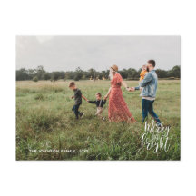 Fotovykort - merry & Bright-jultypografi