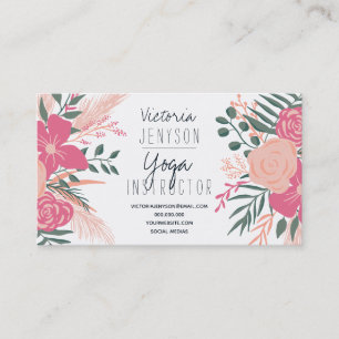 fotoyoga-instruktör för tropisk blommigt från V Visitkort
