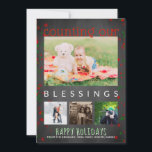 Foträkningsblanketter för Chalkboard Glad helg Julkort<br><div class="desc">Rustic chalkboard jul-fotosamlingskort för familjen hälsning - Läser "Counting our Blessings" i modernt, rött och vitt färg. Lägg till fyra favoritfoton för att skapa en familjefotografisamling, oavsett om det är nyfödd bebis i familjen, familjefoto, semesterfoton, barnbarn, nylweds-foton eller foton av ditt helgdag. Klassisk rödröd helgdag och grönt konfetti hamnar gräns...</div>