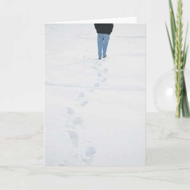 Fotspår i Ny Snö Vinterkort Helgkort (Framsida)
