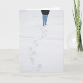 Fotspår i Ny Snö Vinterkort Helgkort