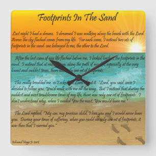 Fotspår i sanden fyrkantig klocka