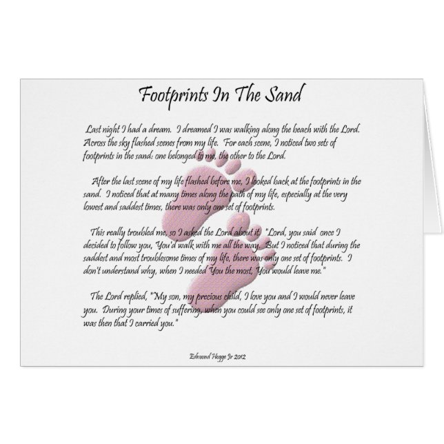Fotspår i sanden hälsningskort (Framsidan Horizontal)