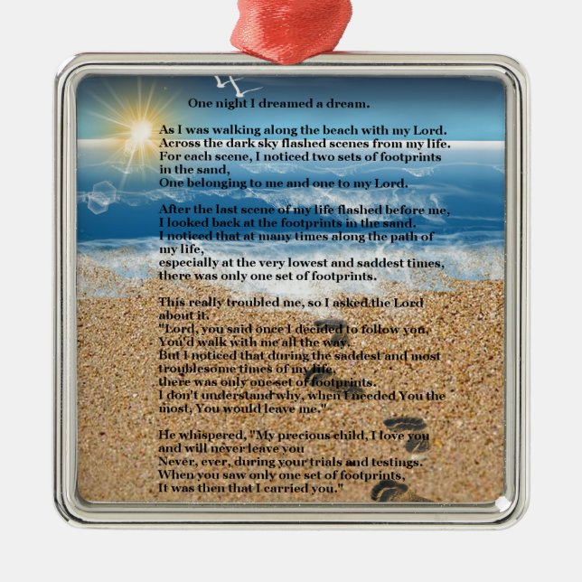 Fotspår i sanden julgransprydnad metall (Framsidan)