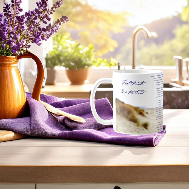 fotspår i sanden kaffemugg (Skapare uppladdad)