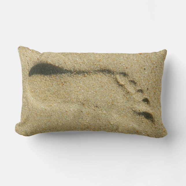 Fotspår i sanden lumbarkudde (Framsida)