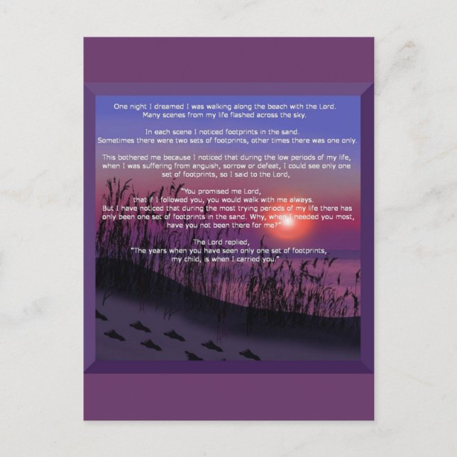Fotspår i sanden vykort (Framsida)