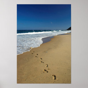 Fotspår på strand, Mabibi, Thongaland Poster