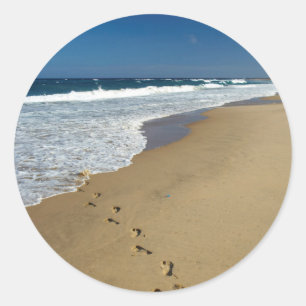 Fotspår på strand, Mabibi, Thongaland Runt Klistermärke