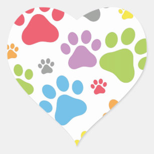 Fotspårhund Hjärtformat Klistermärke