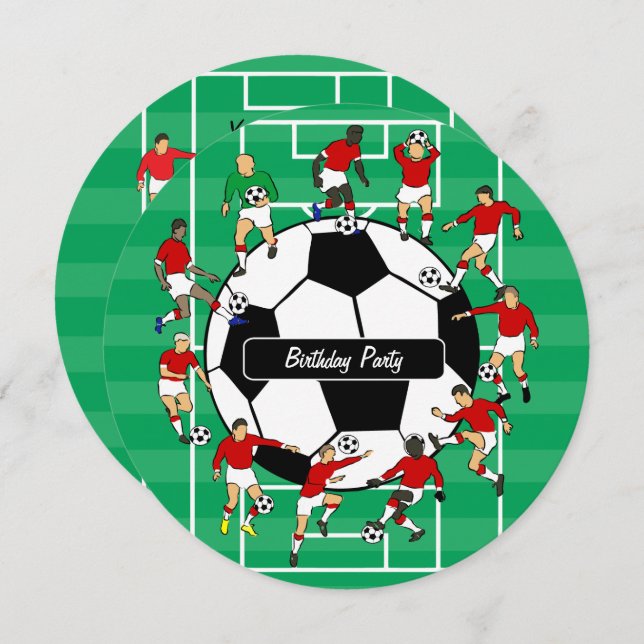 Fotspelare Födelsedagsfest inbjudan (Fram/baksida)