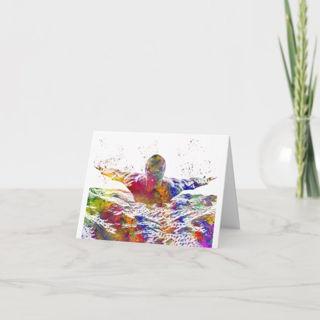 Fotspelare i vattenfärg tack kort (Framsida)