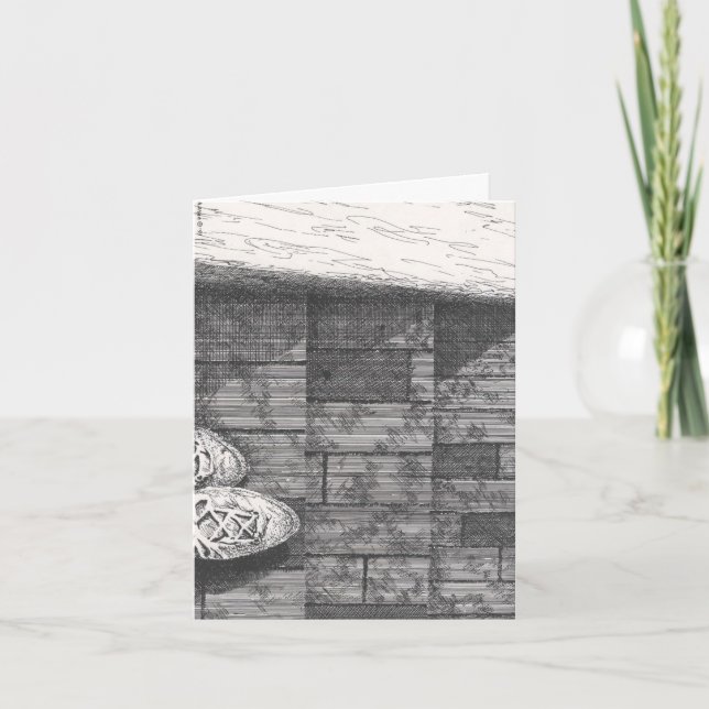 Fotsteg Pen och Bläck Teckning Designad utan verse Anteckningskort (Framsida)